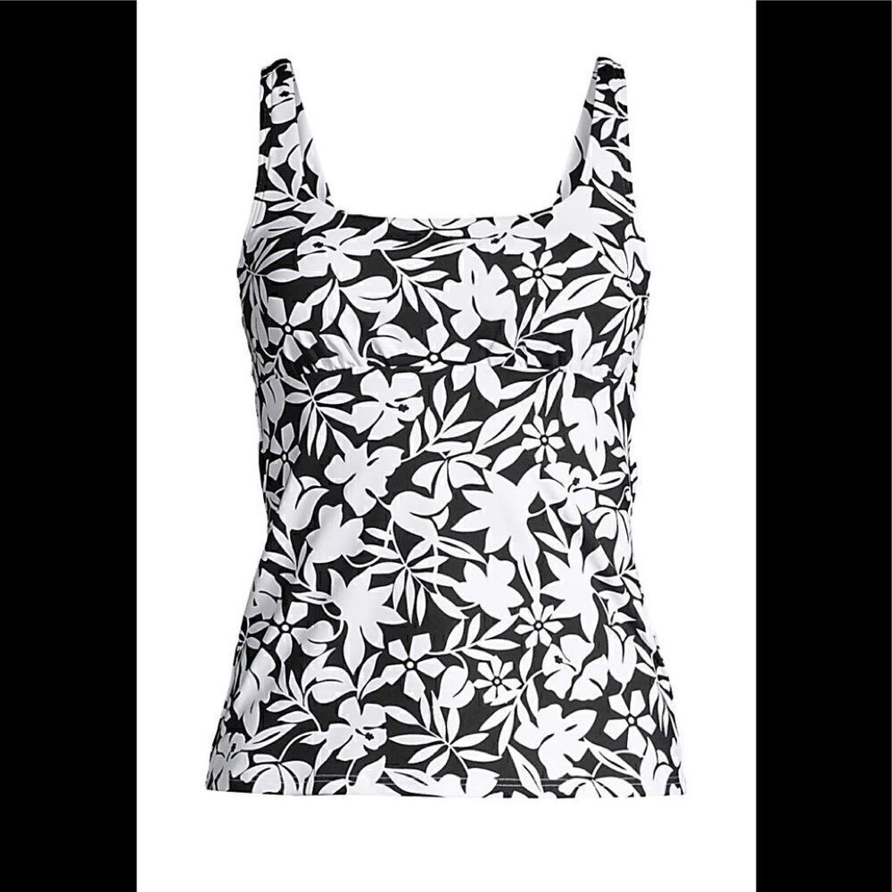 Land’s End Plus Standard Havana floral underwire square neck tankini top Various